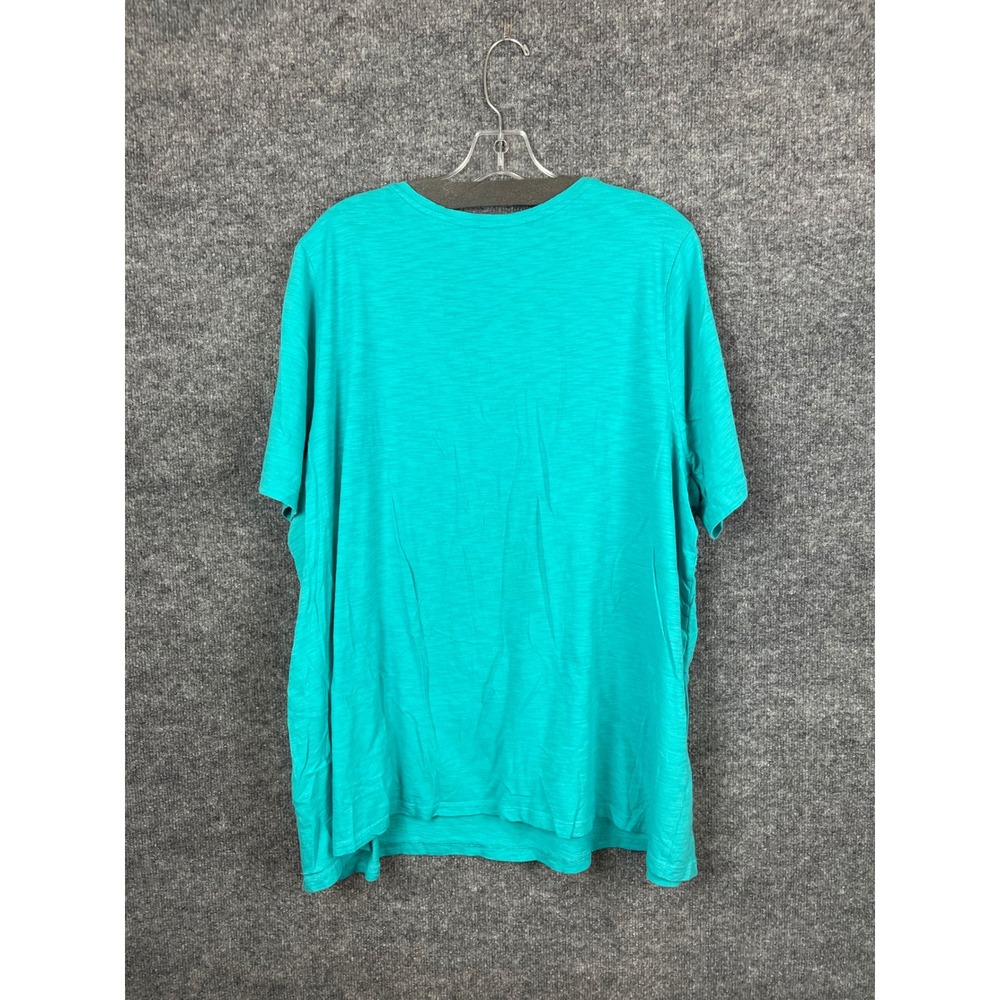 Catherines T-Shirt Women's 2X Teal Good Sequined Fish V-Neck Knit Cotton - Picture 5 of 13